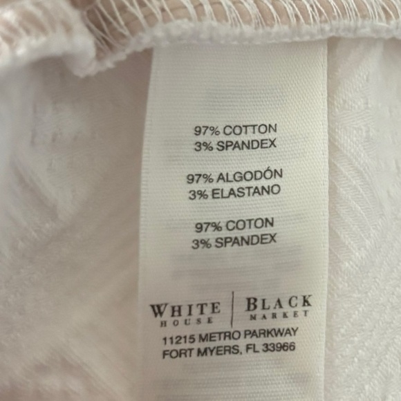 White House Black Market White Textured Short Chino Shorts Mid Rise Size 4 - Picture 7 of 7